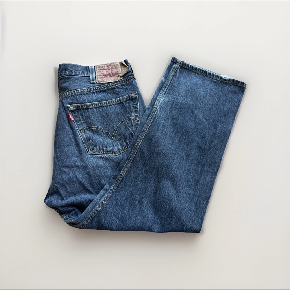 Levi’s 501XX Men’s Jeans 40x27 Vtg Gray Y2K Button Fly Denim with Whisker Fade